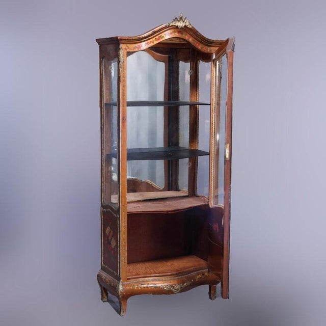 French Louis XIV Style Vernis Martin Decorated Vitrine With Ormolu C1890 For Sale - Image 6 of 18