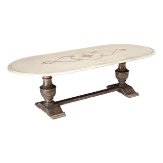 Italian Oval Florentine Dining Table With Antique White Finish For Sale