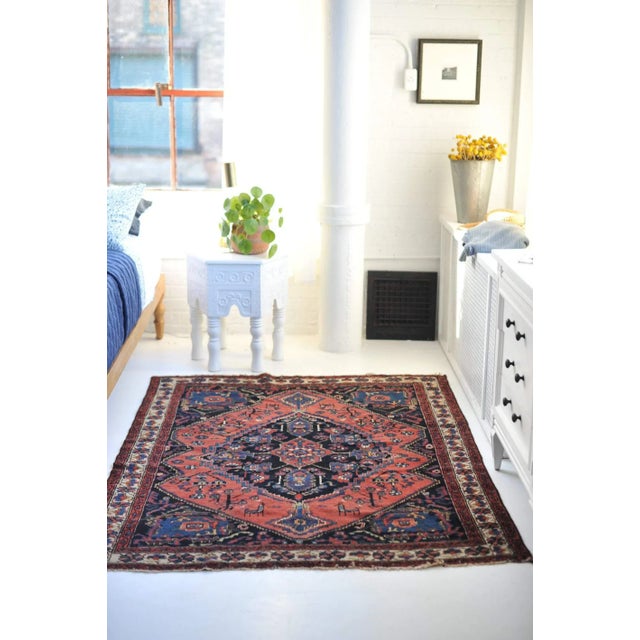 Name: Leon Size: 4.8 x 5.9 Age: Antique Pile: Low/Med About: Beautiful tribal antique rug with a nice and unusual size;...