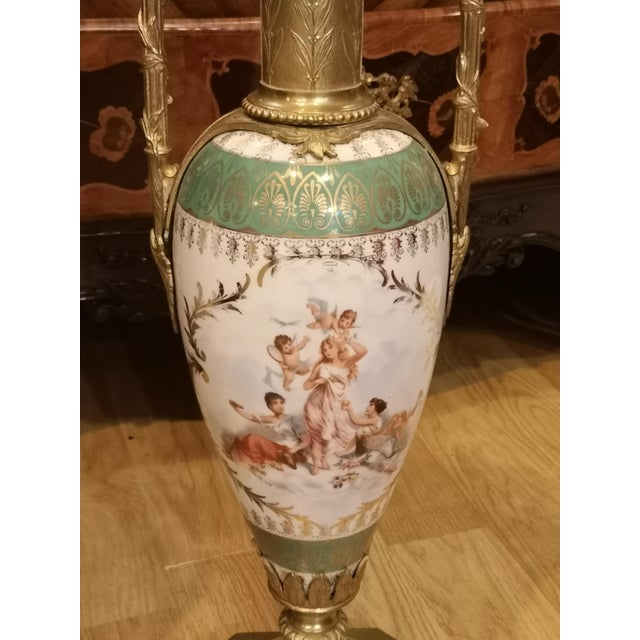 Classical Style Gilt Bronze and Porcelain Decorative Vases, Set of 2 For Sale - Image 6 of 11