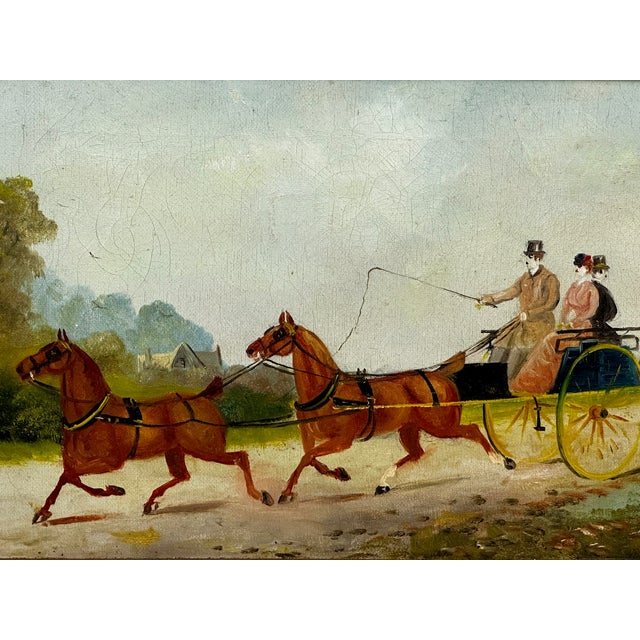 1 Fine Impressive Fascinating British Edwardian Genre Scene Work Of Art Antique Oil Painting Horses & Carriage Coachman...
