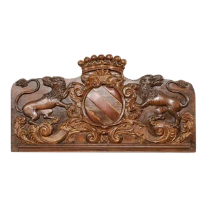 18th Century French Heraldry Carved Wall Panel