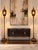 Absolutely stunning and monumental pair of mid twentieth century Italian-made gilt metal and iron floor lamps. Italian...