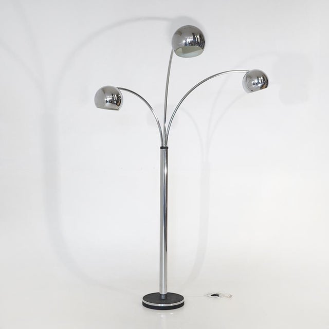 Vintage Three-Arm Floor Lamp in Chromed Metal, 1970s For Sale - Image 4 of 17