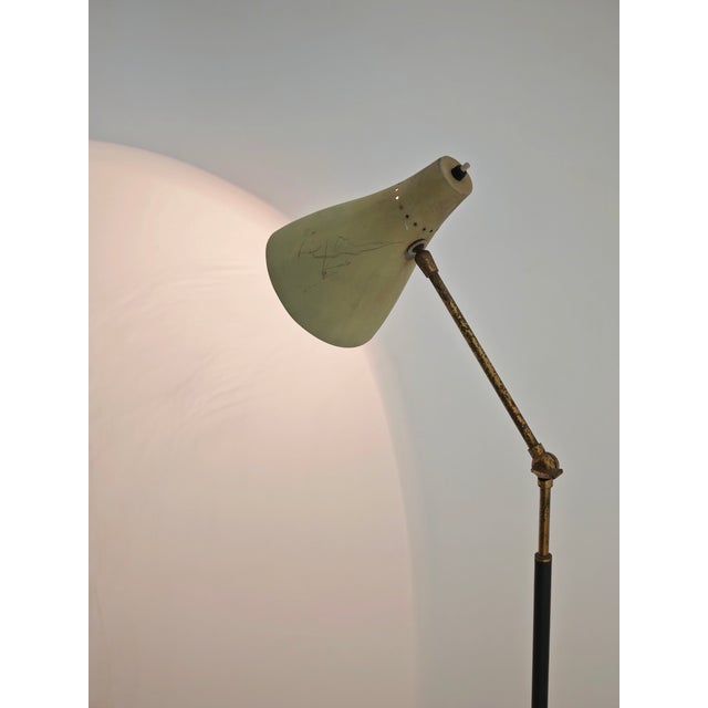 Black Italian Brass and Marble Floor Lamp, 1950s For Sale - Image 8 of 17