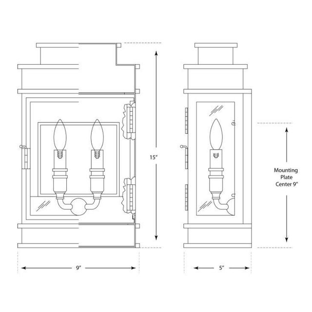 Transitional Chapman & Myers for Visual Comfort Signature Linear Lantern Short in Bronze For Sale - Image 3 of 3