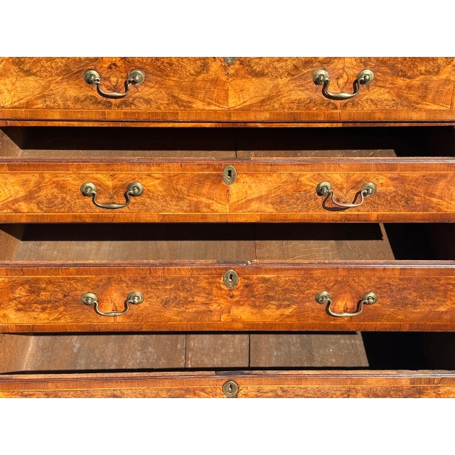 Antique George II Burr Walnut Chest on Chest, 1760 For Sale - Image 8 of 13