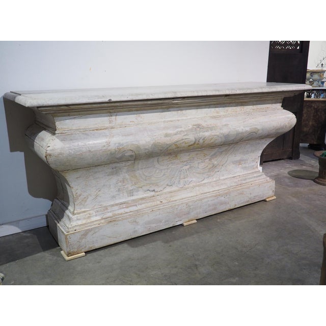 18th Century French Painted White Altar With Carrara Marble Top For Sale - Image 4 of 18