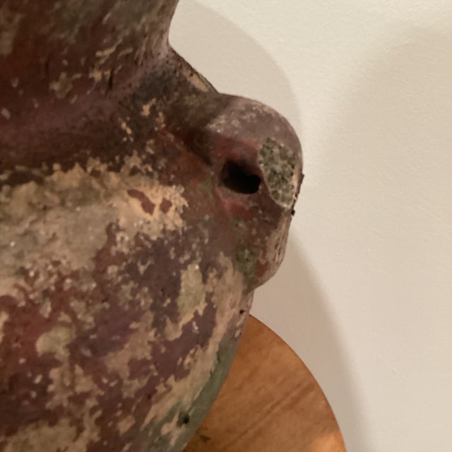 Antique Rustic Double-Handled Large Terracotta Planter/Vessel Earthy Red and Cream Patina For Sale In Chicago - Image 6 of 12