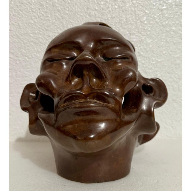 Colin Webster Watson, New Zealand Modernist Abstract Bronze Maori Head Sculpture Colin Webster Watson, 1967 For Sale - Image 11 of 16