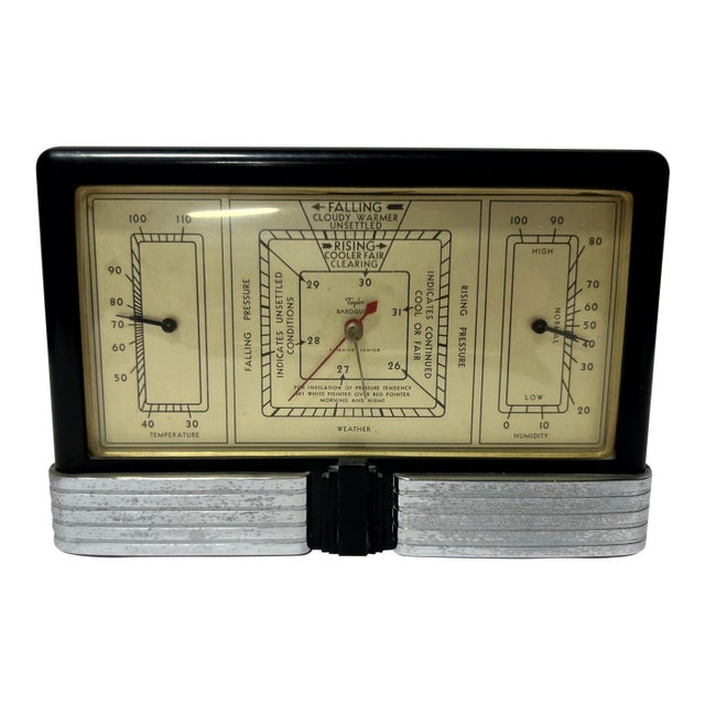 Vintage 1940 Art Deco Taylor Fairmont Junior Baroguide Barometer For Sale