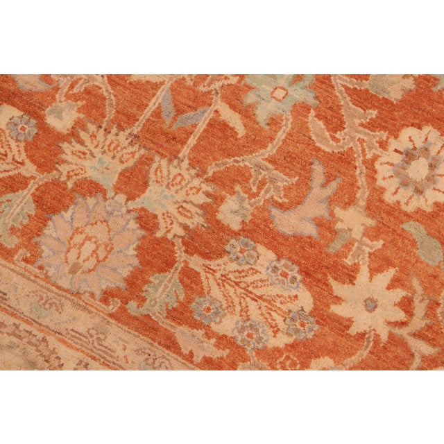 1990s Shabby Chic Ziegler Rust Beige Hand-Knotted Wool Rug - 6'1'' X 9'3'' For Sale - Image 5 of 8
