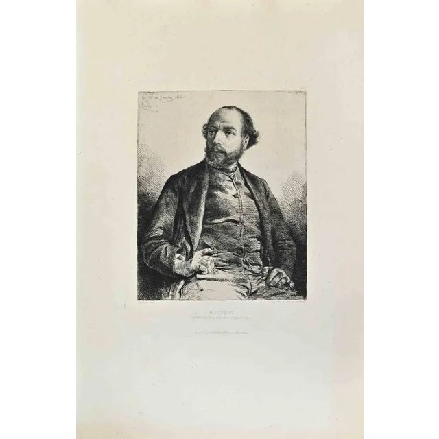 M.J. Luquet is an artwork realized by Charles Jaque in the 1870s. Etching. Good conditions. Realized for the "Société des...