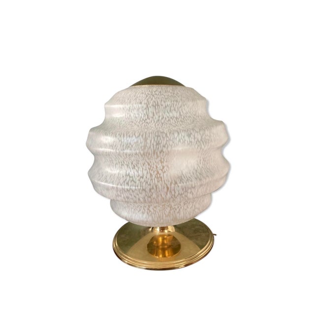 Vintage Table Lamp in Speckled Glass and Brass from Verrerie De Clichy, 1970s For Sale - Image 13 of 13