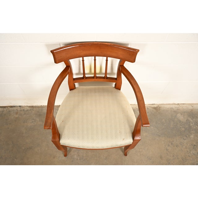 1980s Kindel Furniture Regency Solid Cherry Wood Klismos Armchair For Sale - Image 5 of 14