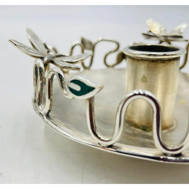 1980s Pair of Silver-Plated Candle Holders by Emilia Castillo, Mexican Modernism For Sale - Image 9 of 13