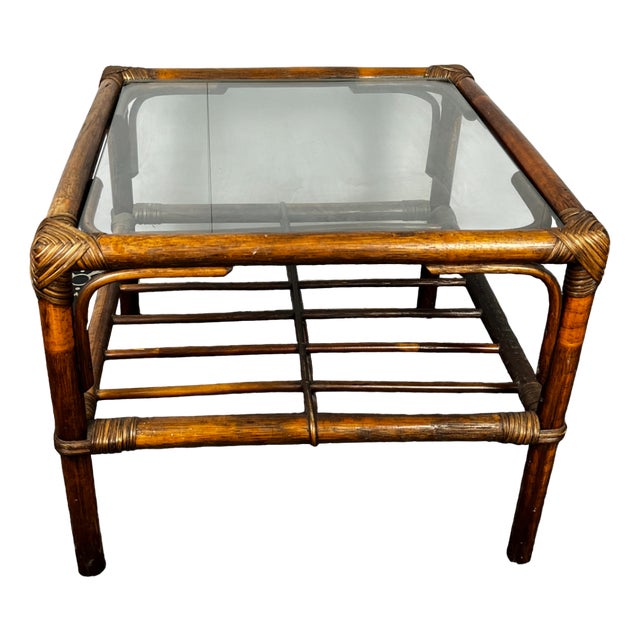 Mid-Century Bamboo Coffee Table For Sale