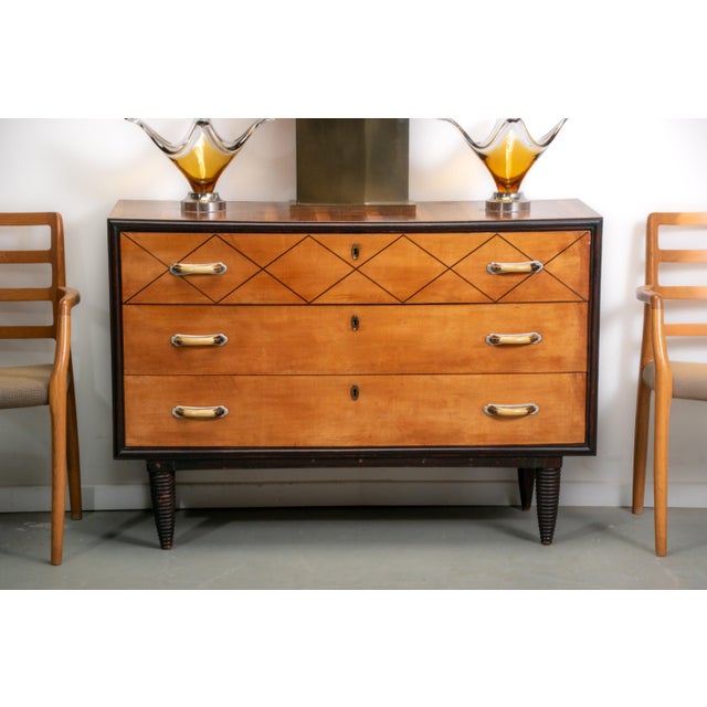 Italian Chest of Drawers in Teak with Faux Bone Handles, 1940 For Sale - Image 9 of 18