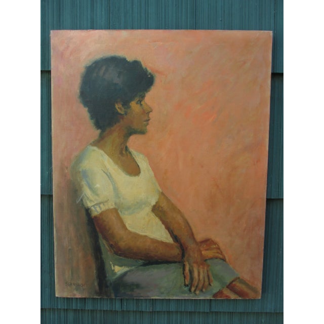 Portrait of a lady signed Graham Bernbach, circa 1960s. Oil on Canvas; unframed. Very good condition.