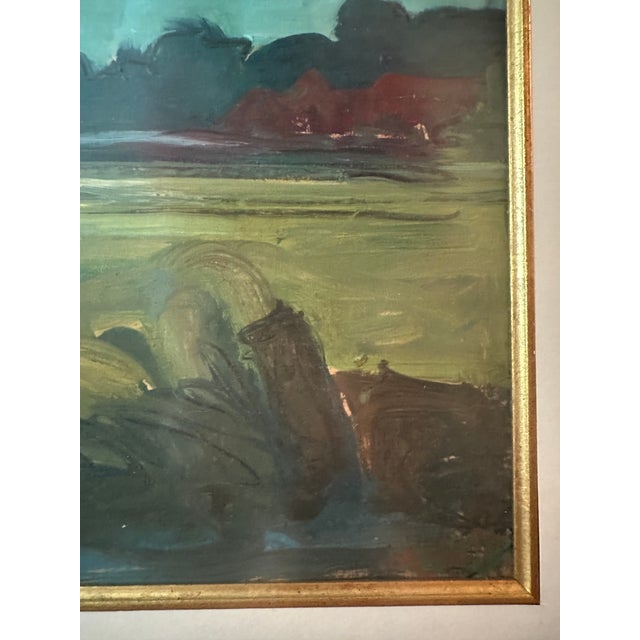 American Landscape Painting in the Manner of Albert York (1928-2009) Signed Charming landscape painting in gouache on...