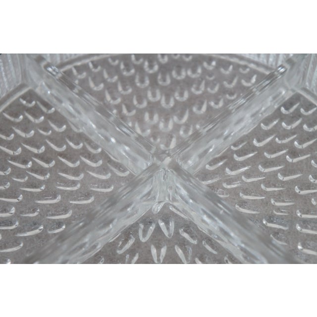 Mid 20th Century Vintage English Silver Plate Pressed Glass Divided Relish Compote Dish For Sale - Image 5 of 11