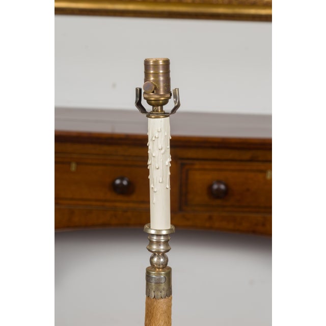 arly 20th Century English Deer Leg Wired Table Lamp Dated 1908, Mounted on a Circular Wooden Base For Sale In Atlanta - Image 6 of 11