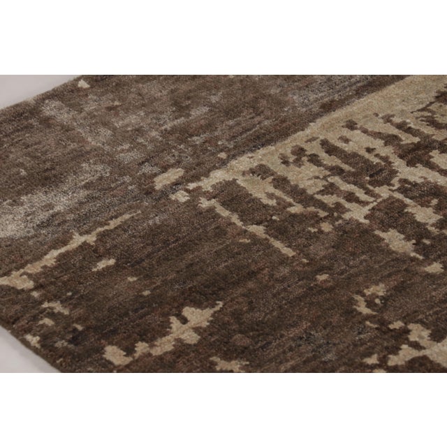 Contemporary Rug & Kilim’s Modern Abstract Runner in Chocolate Brown and Beige For Sale - Image 3 of 8