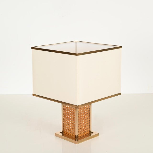 Table Lamp in Vienna Straw and Acrylic Glass, Italy, 1970s For Sale - Image 9 of 13
