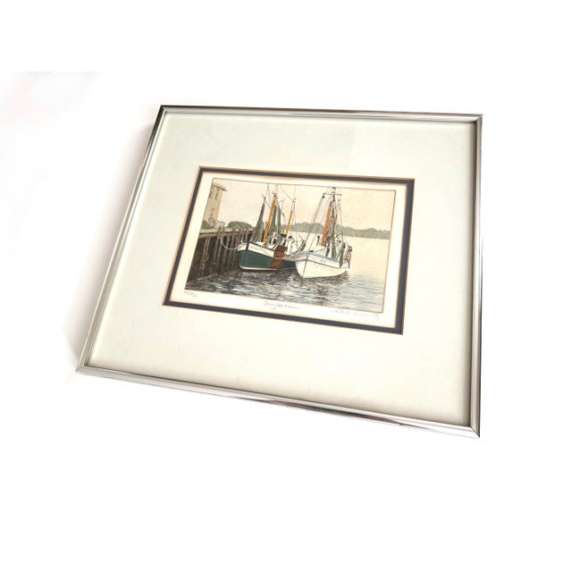 Late 20th Century Vintage Puget Sound Etching “Snug Harbor” San Juan Seattle PNW Carol Collette For Sale - Image 5 of 11