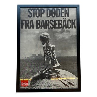 Vintage Political Poster Ekstra Bladet Anti-Nuclear Protest Poster, Denmark, 1970s For Sale