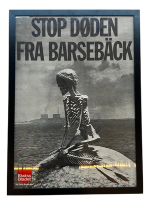 Vintage Political Poster Ekstra Bladet Anti-Nuclear Protest Poster, Denmark, 1970s