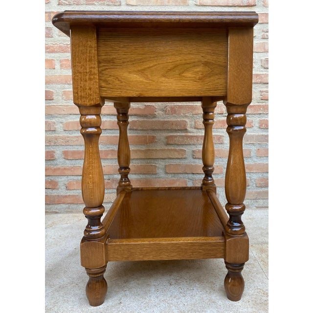 20th Century Pair Of Spanish Nightstands with One Drawer And Iron Hardware and One Open Shelf. 20th century pair of...
