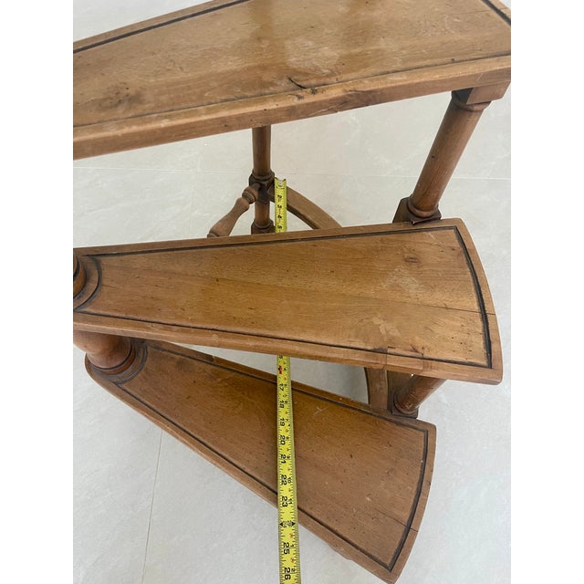 Brown Antique Italian Spiral Library Steps – Solid Wood – Made in Italy For Sale - Image 8 of 15