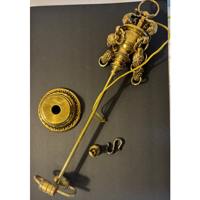 1980s Authentic Maitland-Smith Ornate Brass and Iron Empire Style Chandelier With a Penshell Inlaid Bowl For Sale - Image 17 of 17