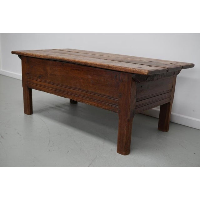 Antique Spanish Farmhouse Rustic Chestnut Coffee Table For Sale - Image 17 of 18
