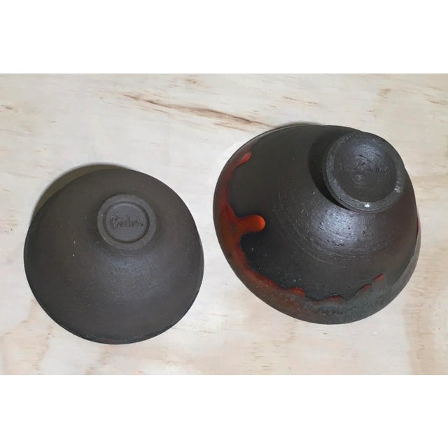 Brown Vintage Oscar Bucher Mid-Century Studio Pottery Bowls - a Pair For Sale - Image 8 of 13