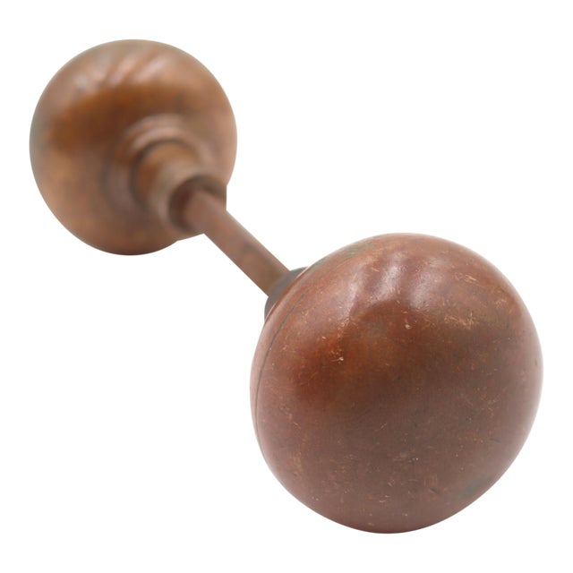 Pair of Vintage 2 In. Plain Round Brass Passage Door Knobs For Sale