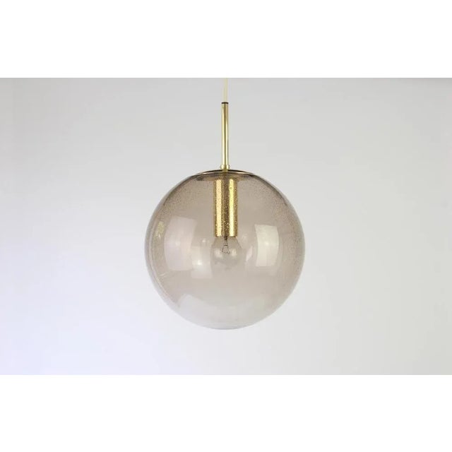 Brass with Smoked Glass Ball Pendant from Limburg, Germany, 1970s For Sale - Image 4 of 13