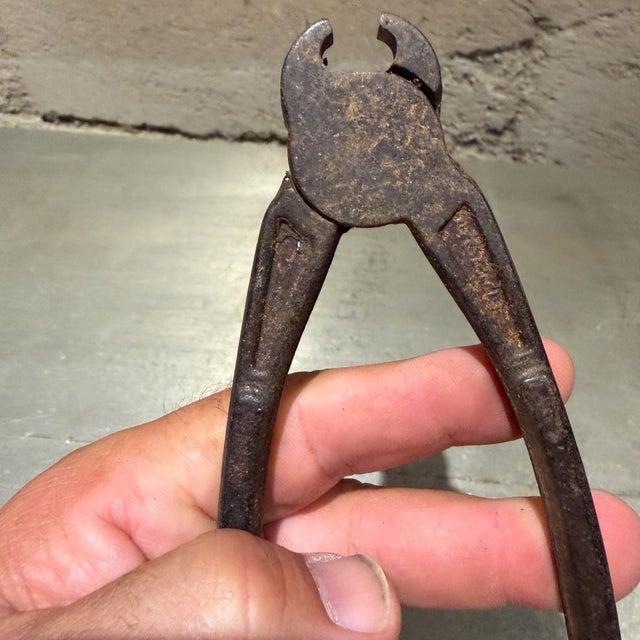 Brown Antique Carpenter's Pincers Eye Hole Gripper Plier Industrial Decor For Sale - Image 8 of 10