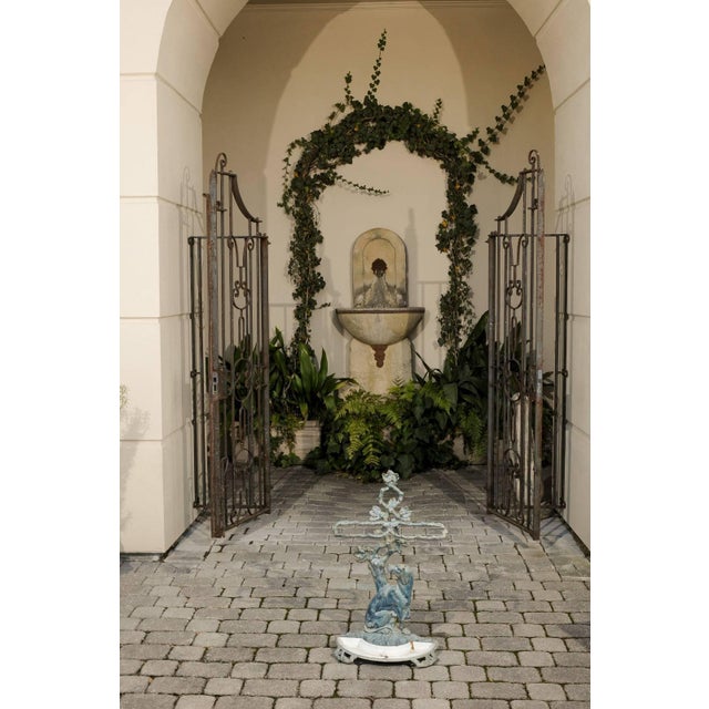 French French 1900s Cast Iron Umbrella Stand Depicting a Dog Sitting in Front of a Tree For Sale - Image 3 of 9