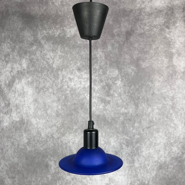 ▫️Small Scandinavian glass ceiling lamps in vintage blue ▫️Denmark, 1990s ▫️Diameter 17cm ▫️Uses E14 bulb Up to 250V...