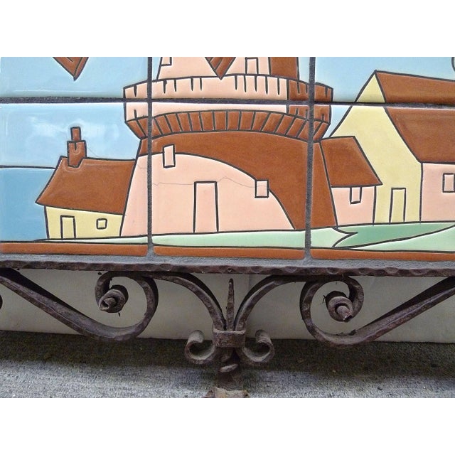 Iron-Framed Vintage Windmill Tile Panel by Mosaic Tile Company For Sale In Los Angeles - Image 6 of 10