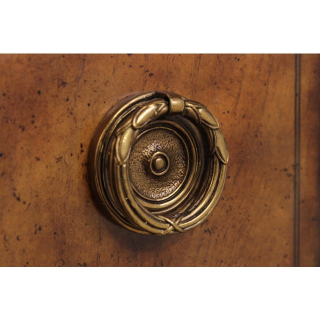 Maitland Smith Burl Wood 3 Drawer Writing Desk Console For Sale - Image 13 of 18