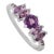 Timeless Round Centerpiece Five-Stone Amethyst Pure 925 Silver Ring - Size 8 For Sale