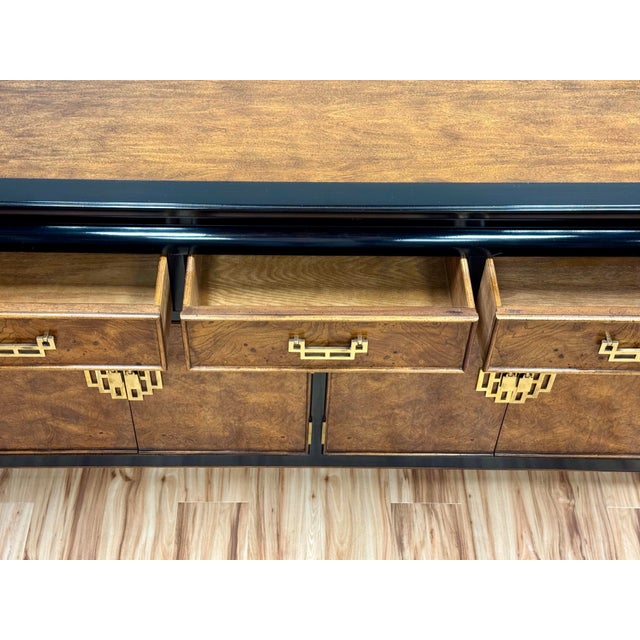 Vintage Century Furniture Black and Burl Wood Chin Hua Credenza For Sale - Image 9 of 14