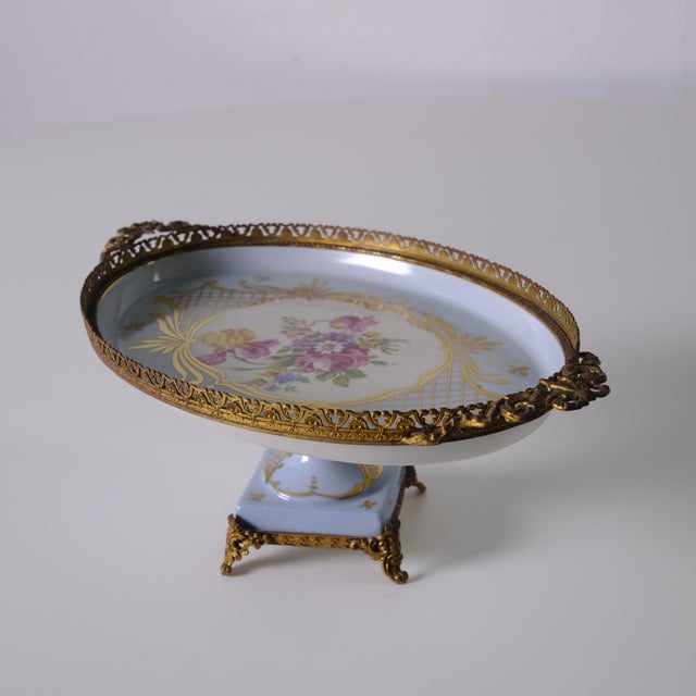 Vintage Porcelain Centerpiece with Gilded Bronze Frame from Limoges, 1950s For Sale - Image 12 of 18