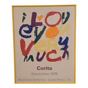 1970s Rare Corita Kent "I Love You Very Much" Pop Art Poster, Framed