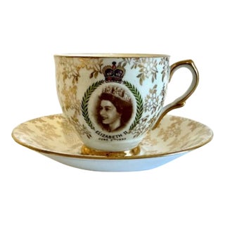 Vintage Queen Elizabeth 2 Coronation Cup and Saucer For Sale