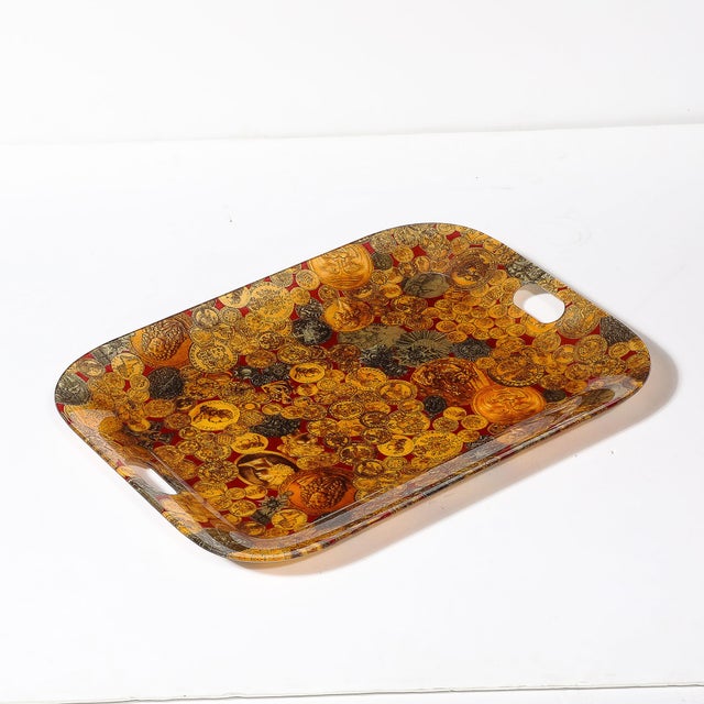 Mid-Century Modernist Tray With Ancient Coin Pattern by Fornasetti For Sale In New York - Image 6 of 12