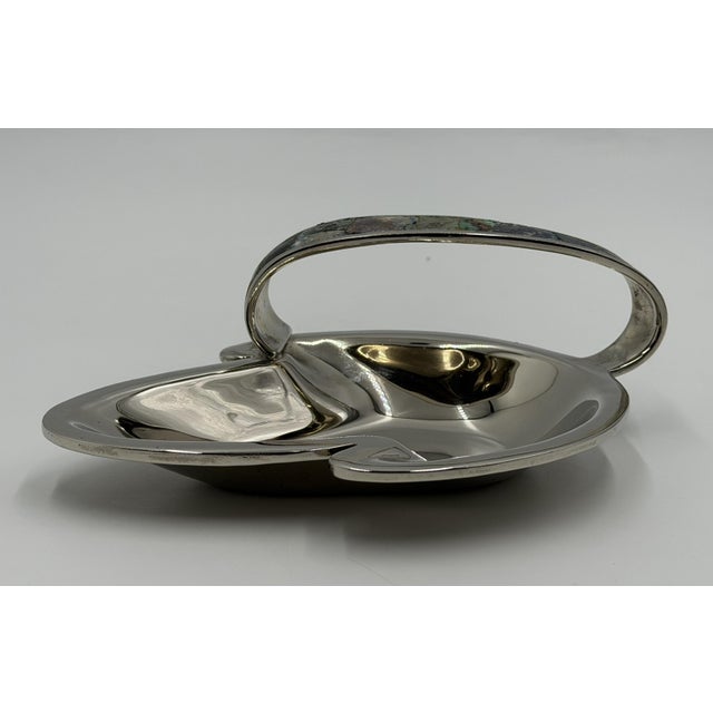 Mexican Los Castillo Taxco Silver Plate Malachite & Lapis Catchall Dish, Mexico 1960s For Sale - Image 3 of 18